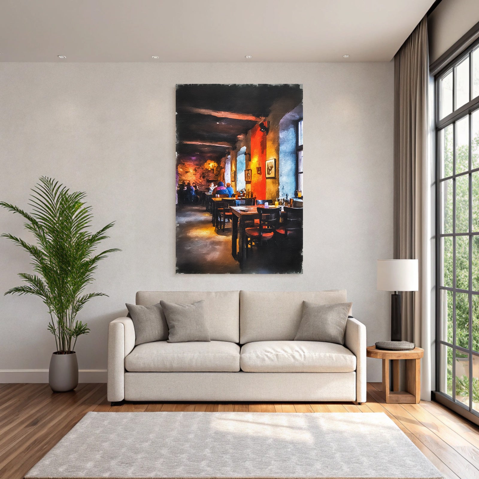 Restaurant Interior Cozy Atmosphere With Artworks