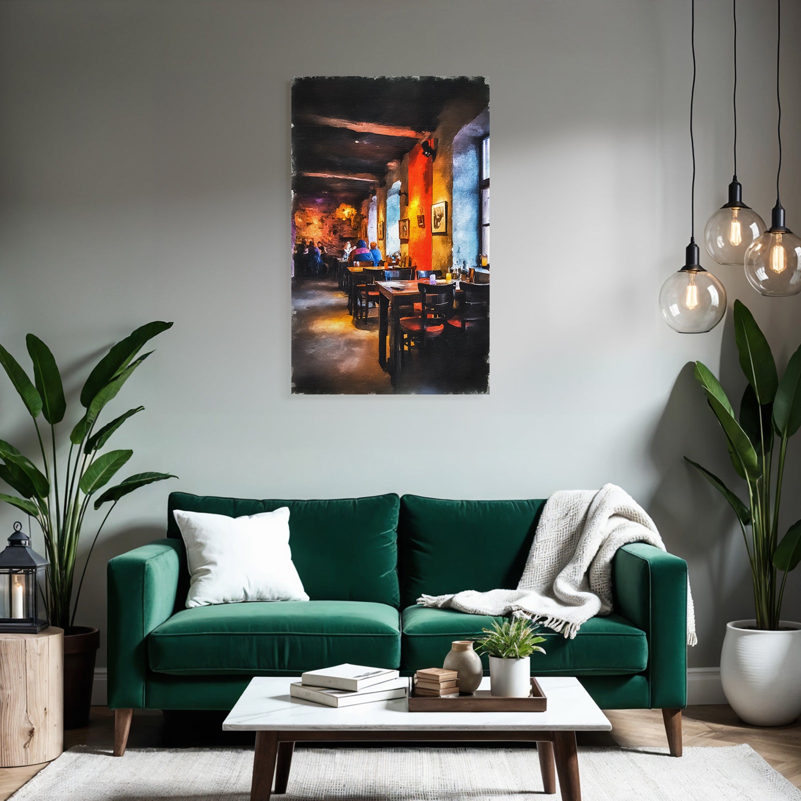 Restaurant Interior Cozy Atmosphere With Artworks