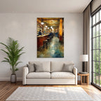 Watercolor style bar interior view inviting atmosphere