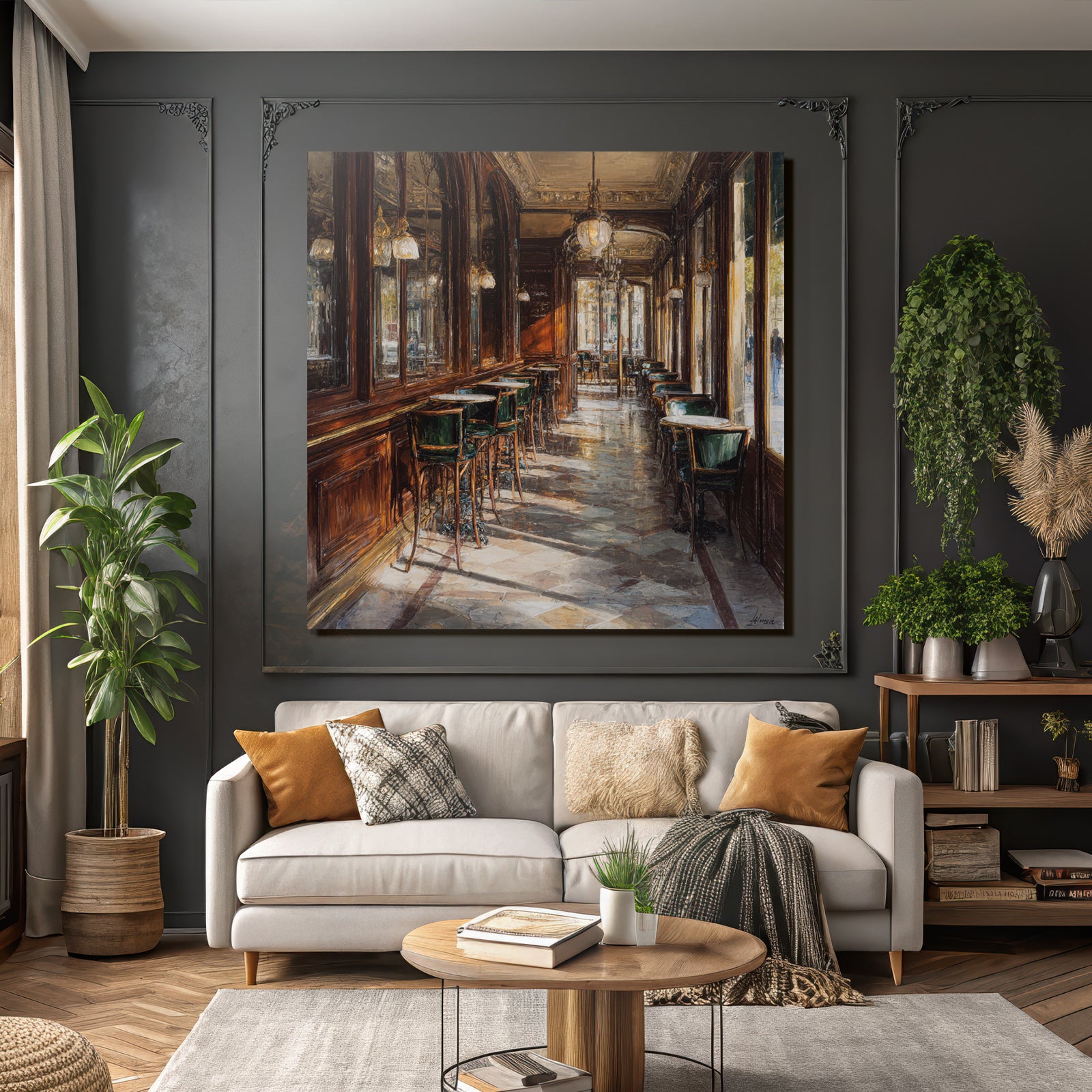 Elegantes Interieur Europäisches Cafe Mit Natürlichem Licht