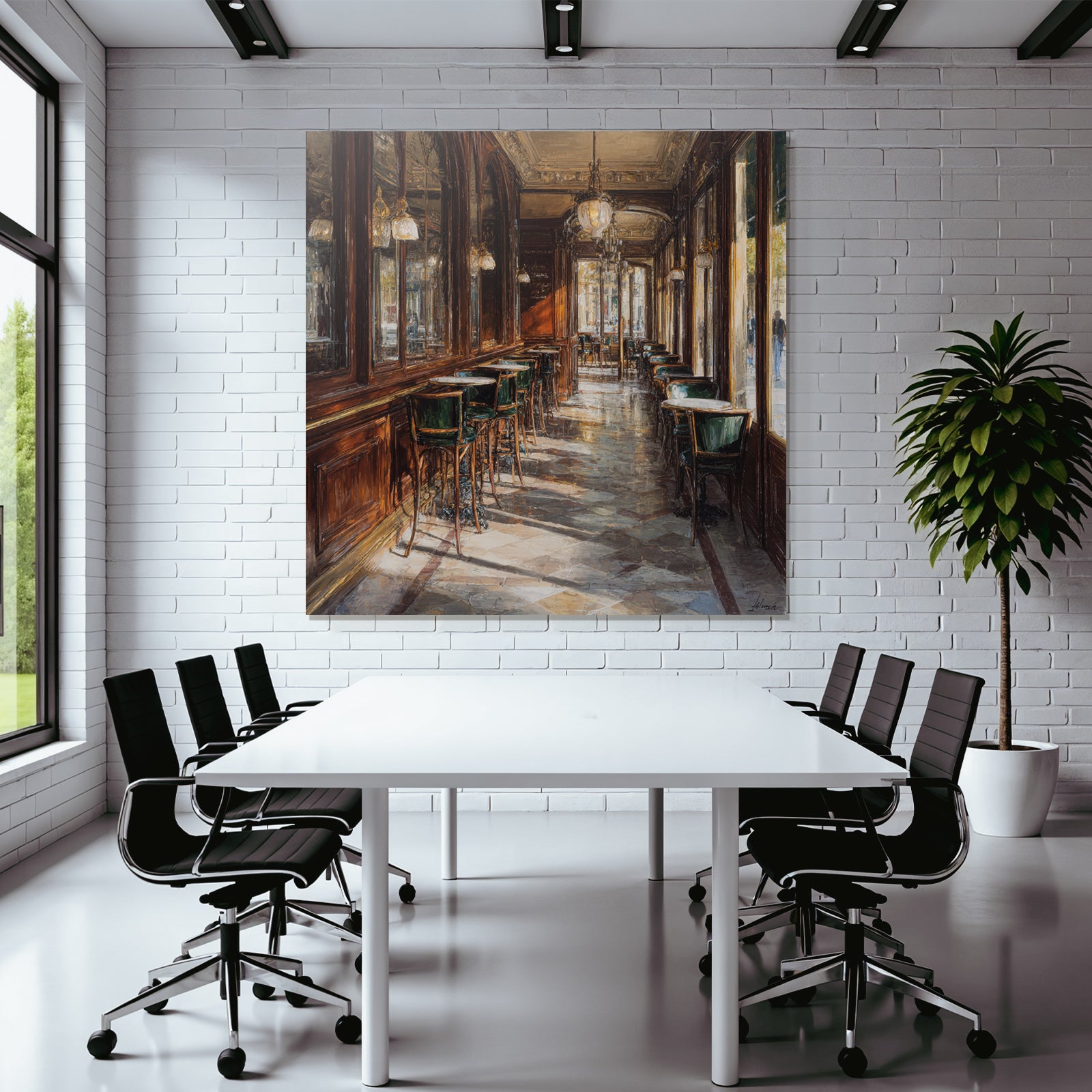Elegantes Interieur Europäisches Cafe Mit Natürlichem Licht