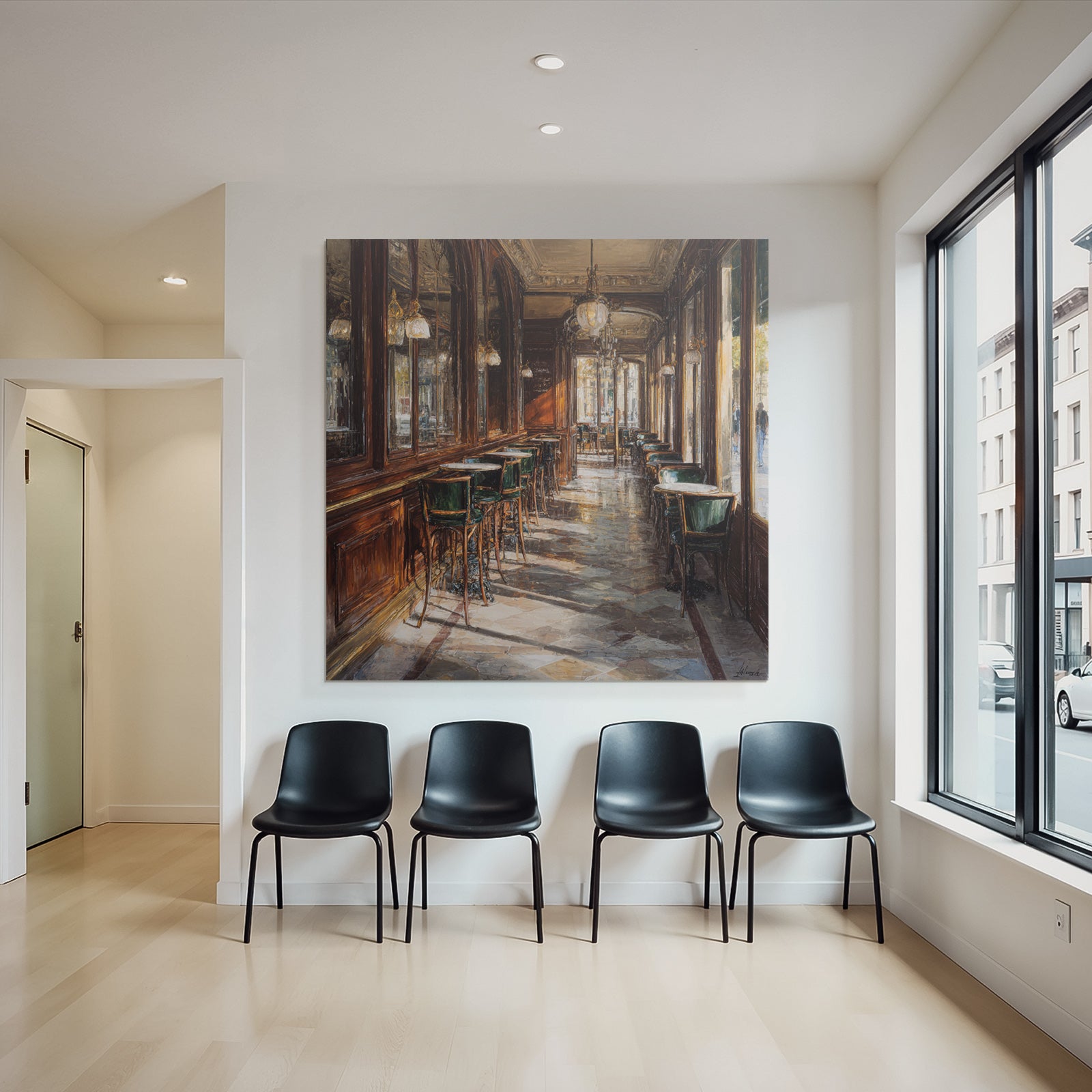 Elegantes Interieur Europäisches Cafe Mit Natürlichem Licht