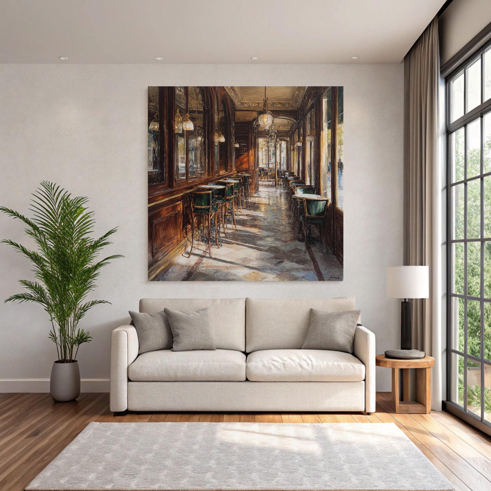 Elegantes Interieur Europäisches Cafe Mit Natürlichem Licht