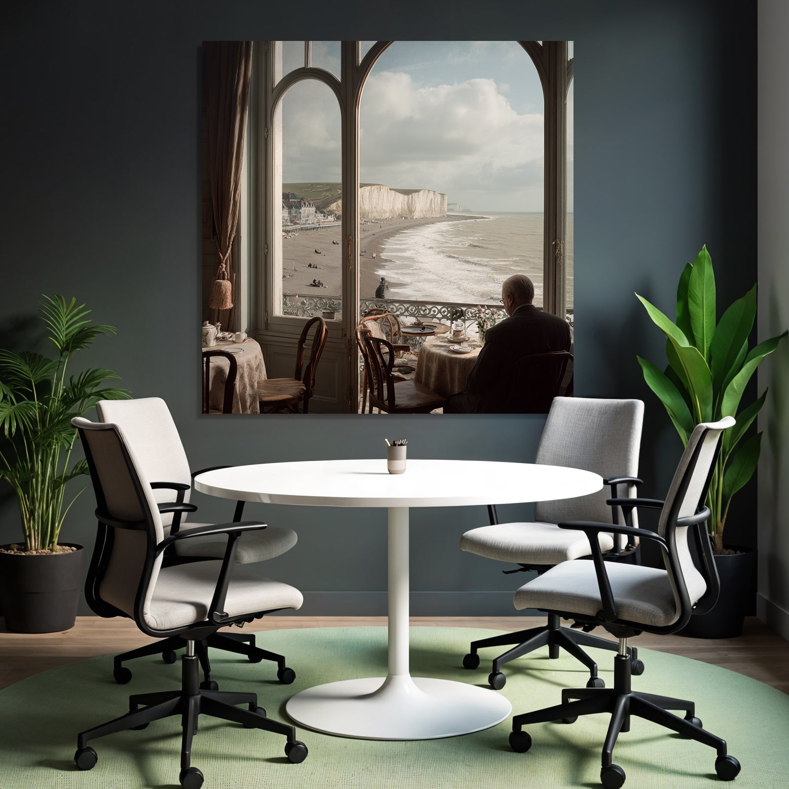 Tranquil coastal view from an elegant interior