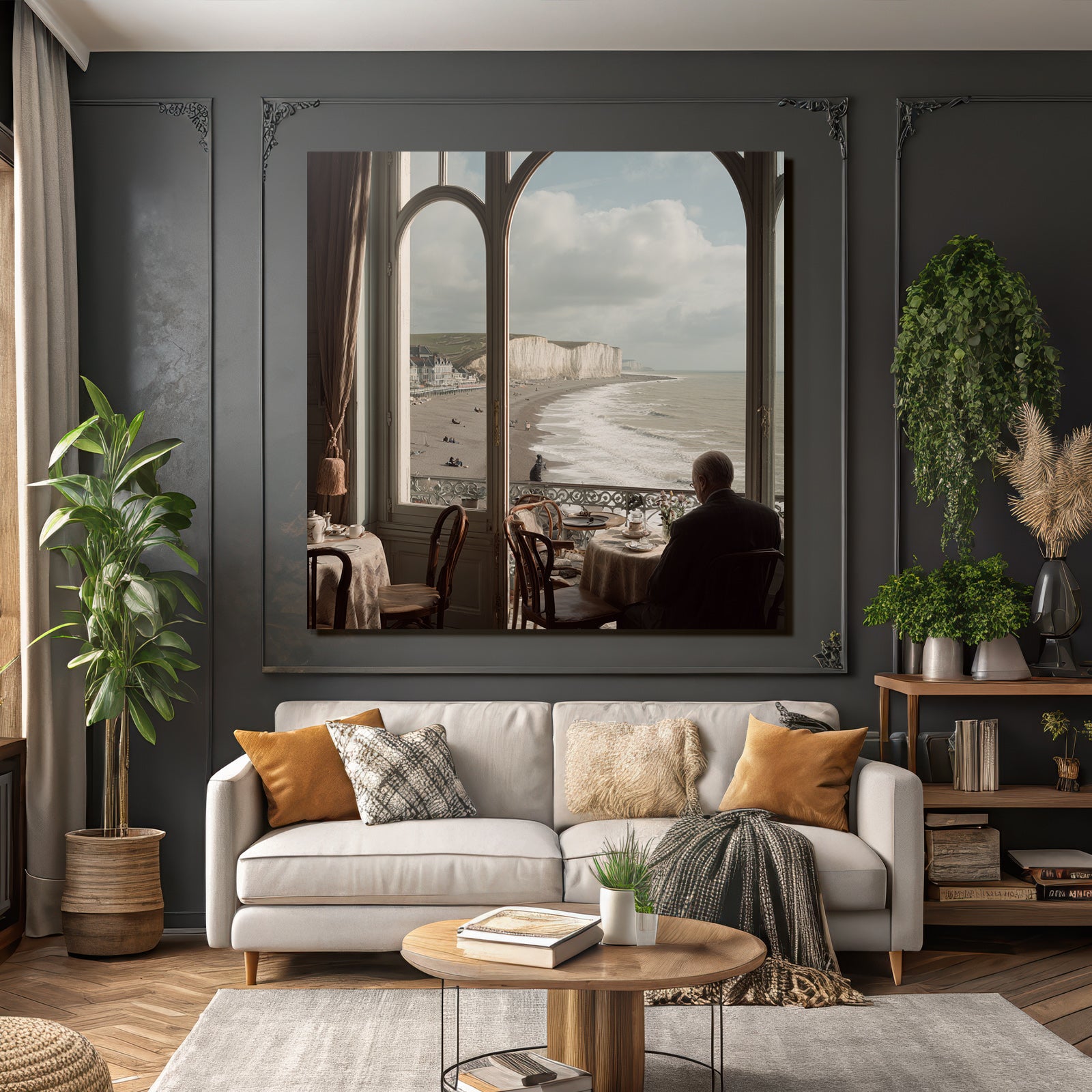 Tranquil coastal view from an elegant interior