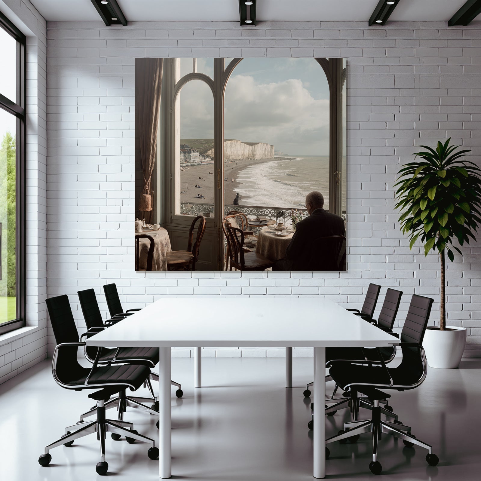 Tranquil coastal view from an elegant interior