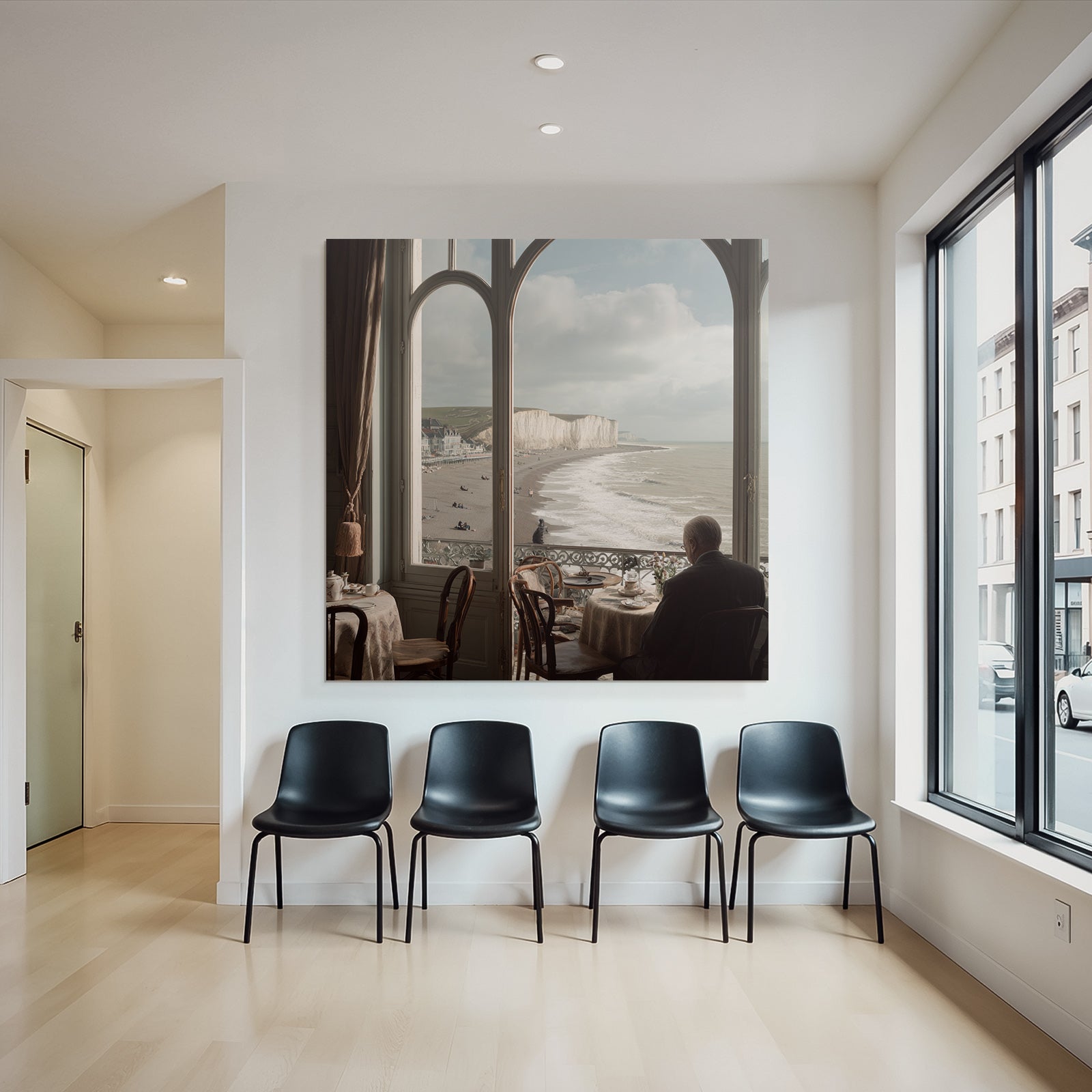 Tranquil coastal view from an elegant interior