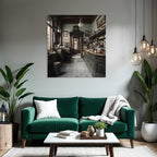Vintage Innenansicht Bar Cafe Mit Holzregalen Und Licht