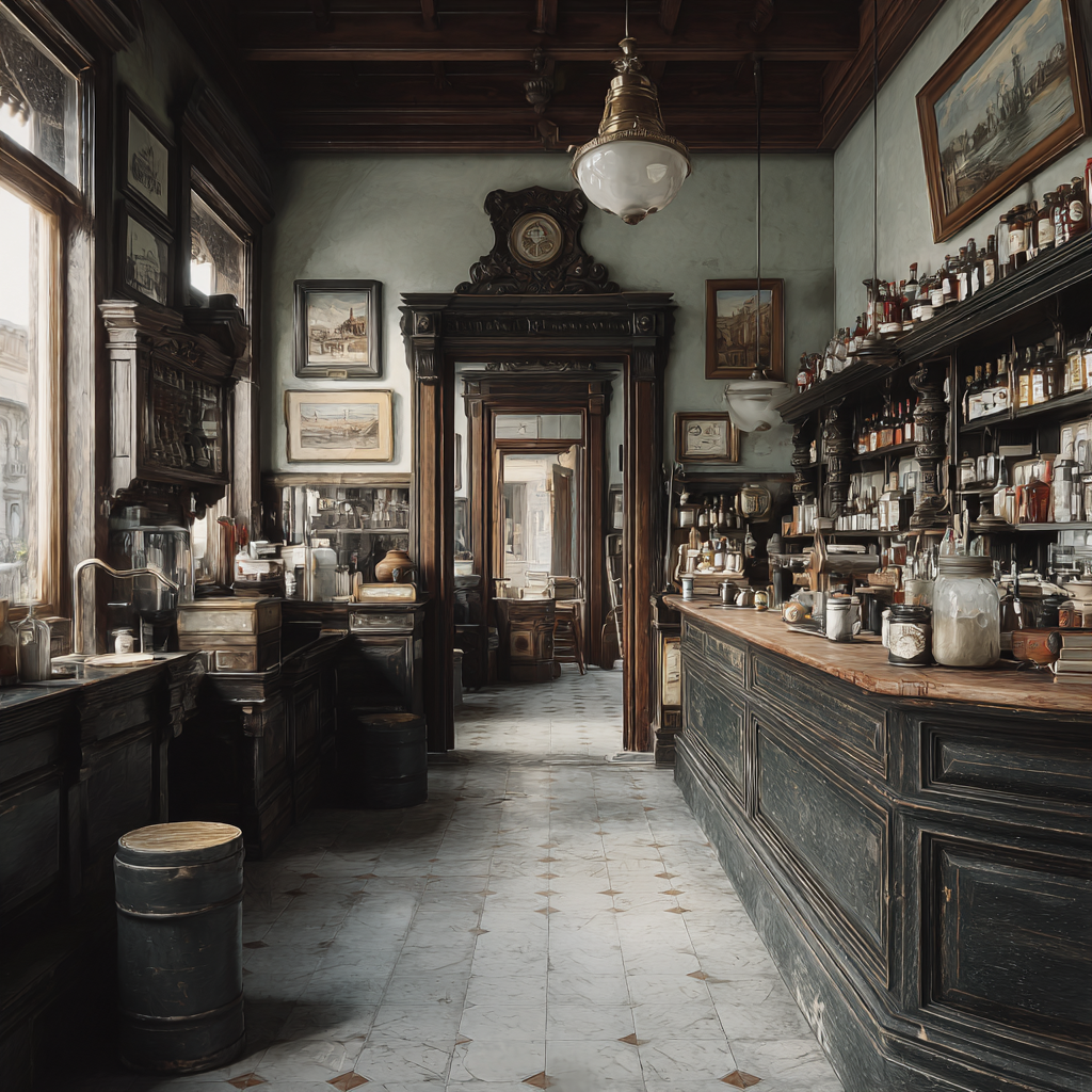 Vintage Innenansicht Bar Cafe Mit Holzregalen Und Licht | Bars Cafes Theater Bibliotheken | Architektur