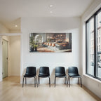 Cafe Interior Modern Design Leather Chairs And Plants