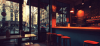 Cafe Innenansicht Warm Einladend Holztische Barhocker | Bars Cafes Theater Bibliotheken | Architektur