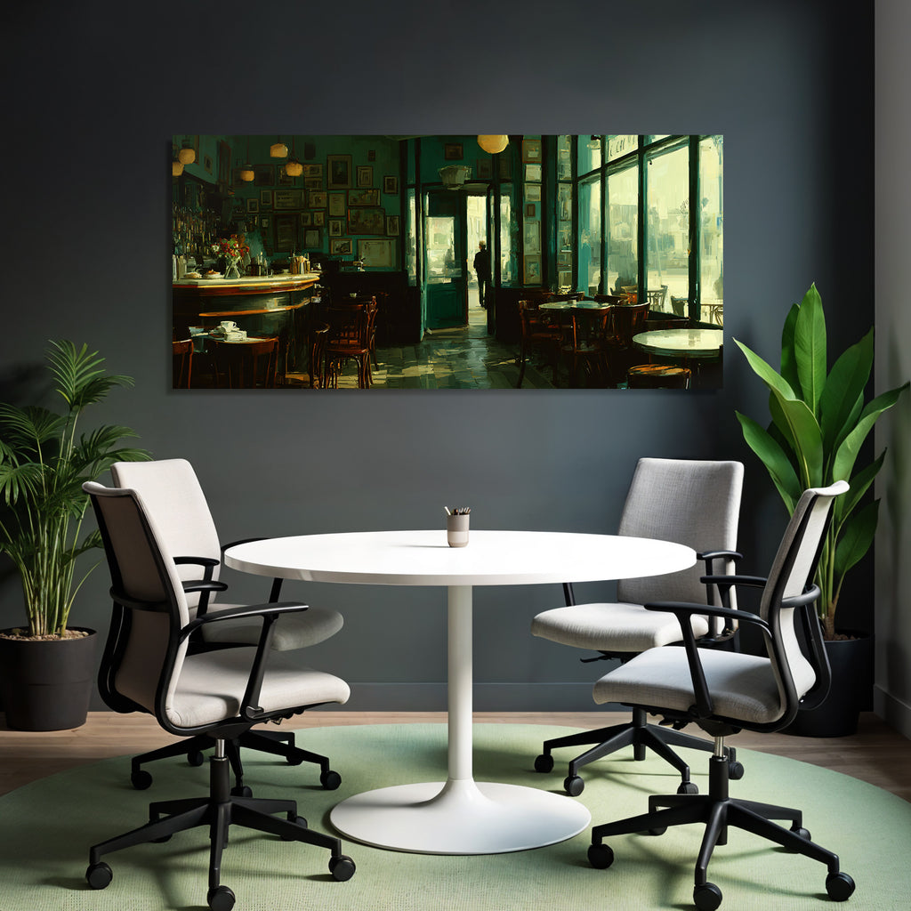 Cafe Innenraum Warm Einladend Mit Naturlicht Und Lebendigem Ambiente