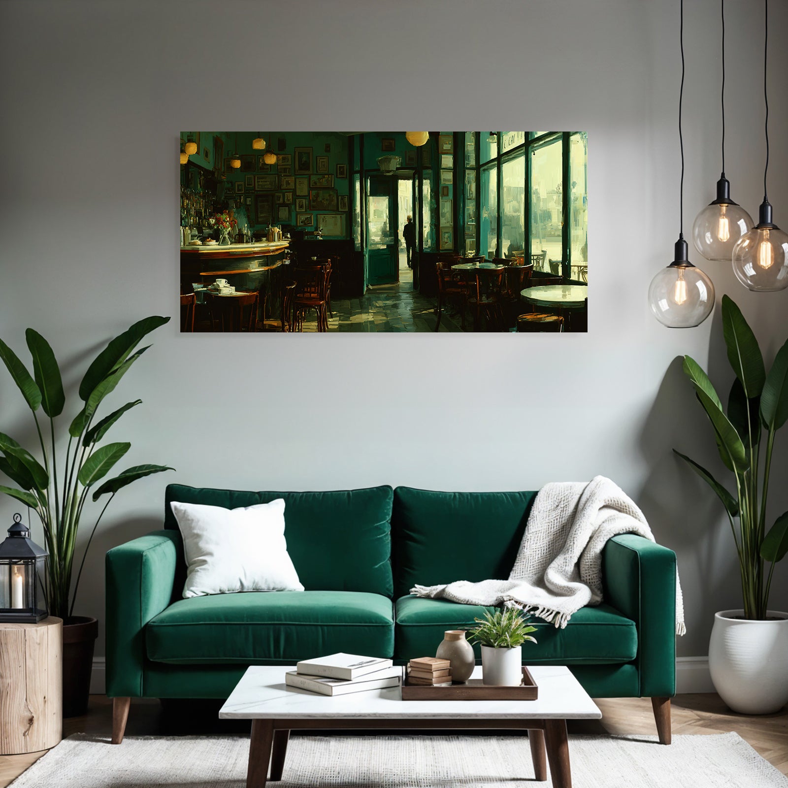 Cafe Innenraum Warm Einladend Mit Naturlicht Und Lebendigem Ambiente