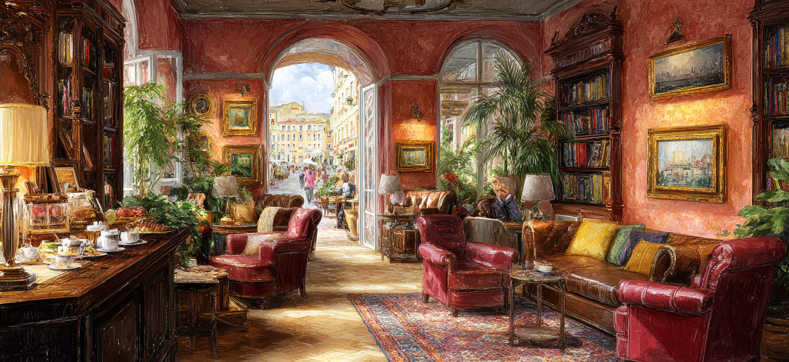 Cozy Elegantly Decorated Interior Space Cafe Reading Room | Bars Cafes Theater Bibliotheken | Architektur