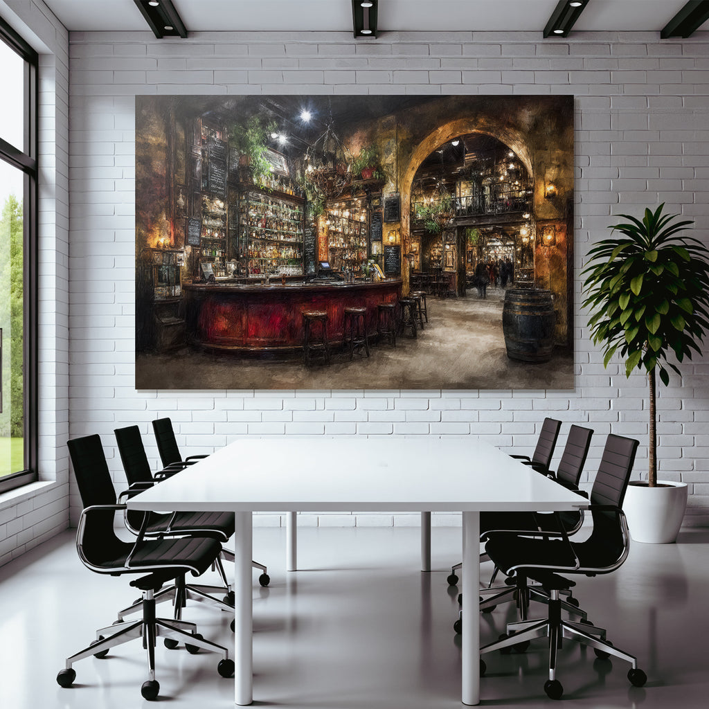 Cozy Pub Interior Rustic Warm Lighting Social Space