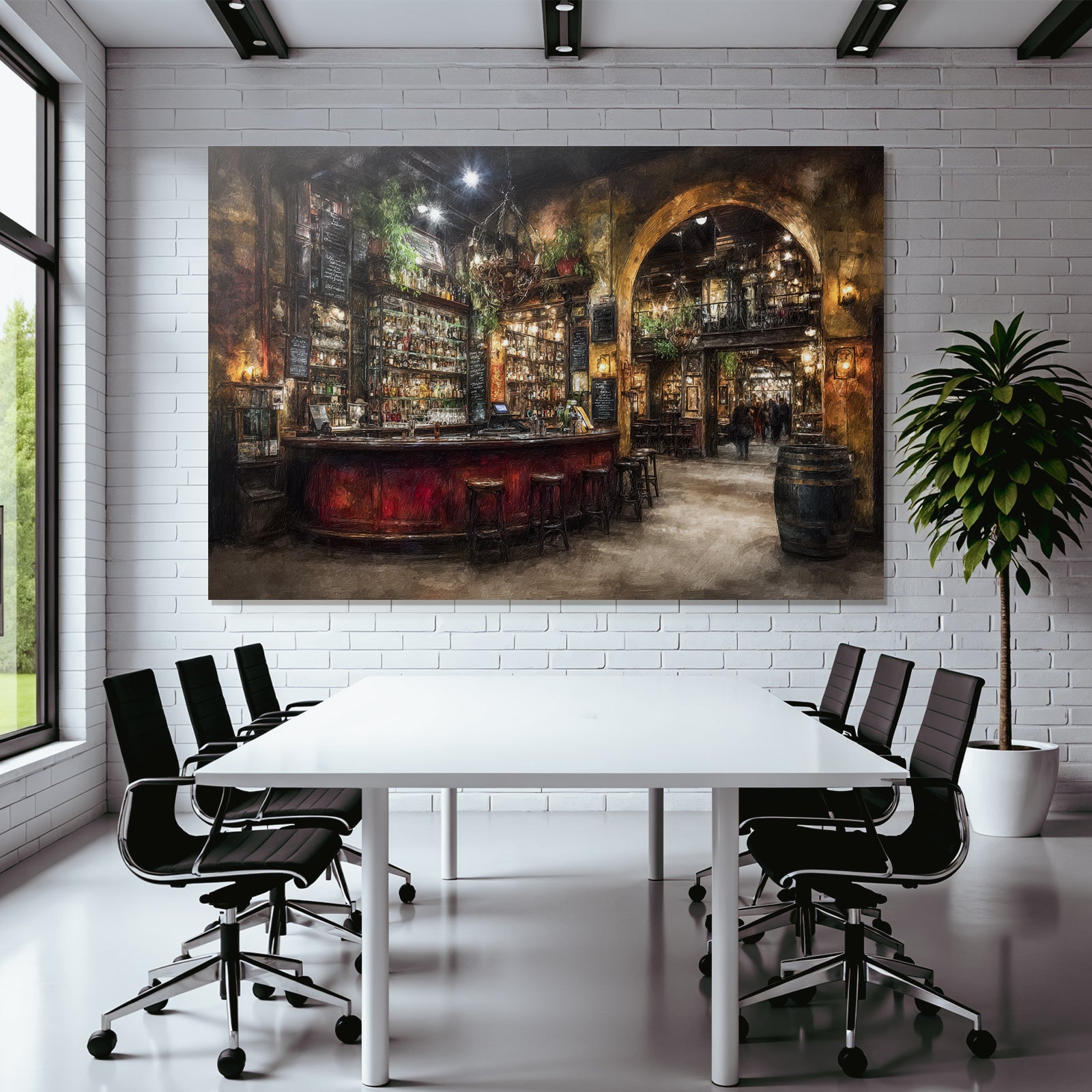 Cozy Pub Interior Rustic Warm Lighting Social Space