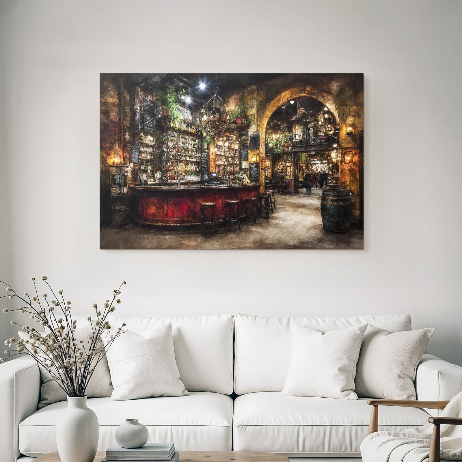 Cozy Pub Interior Rustic Warm Lighting Social Space