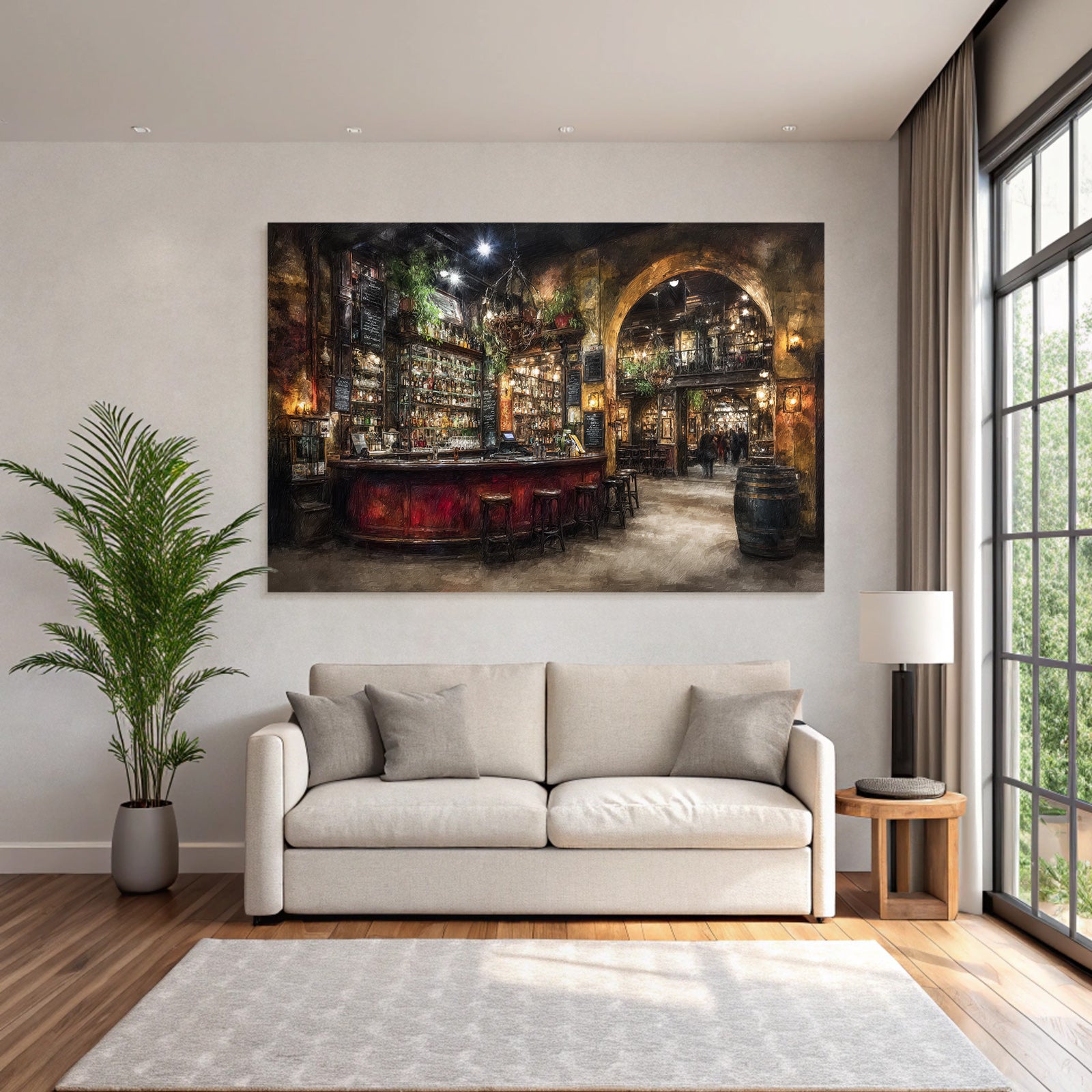 Cozy Pub Interior Rustic Warm Lighting Social Space
