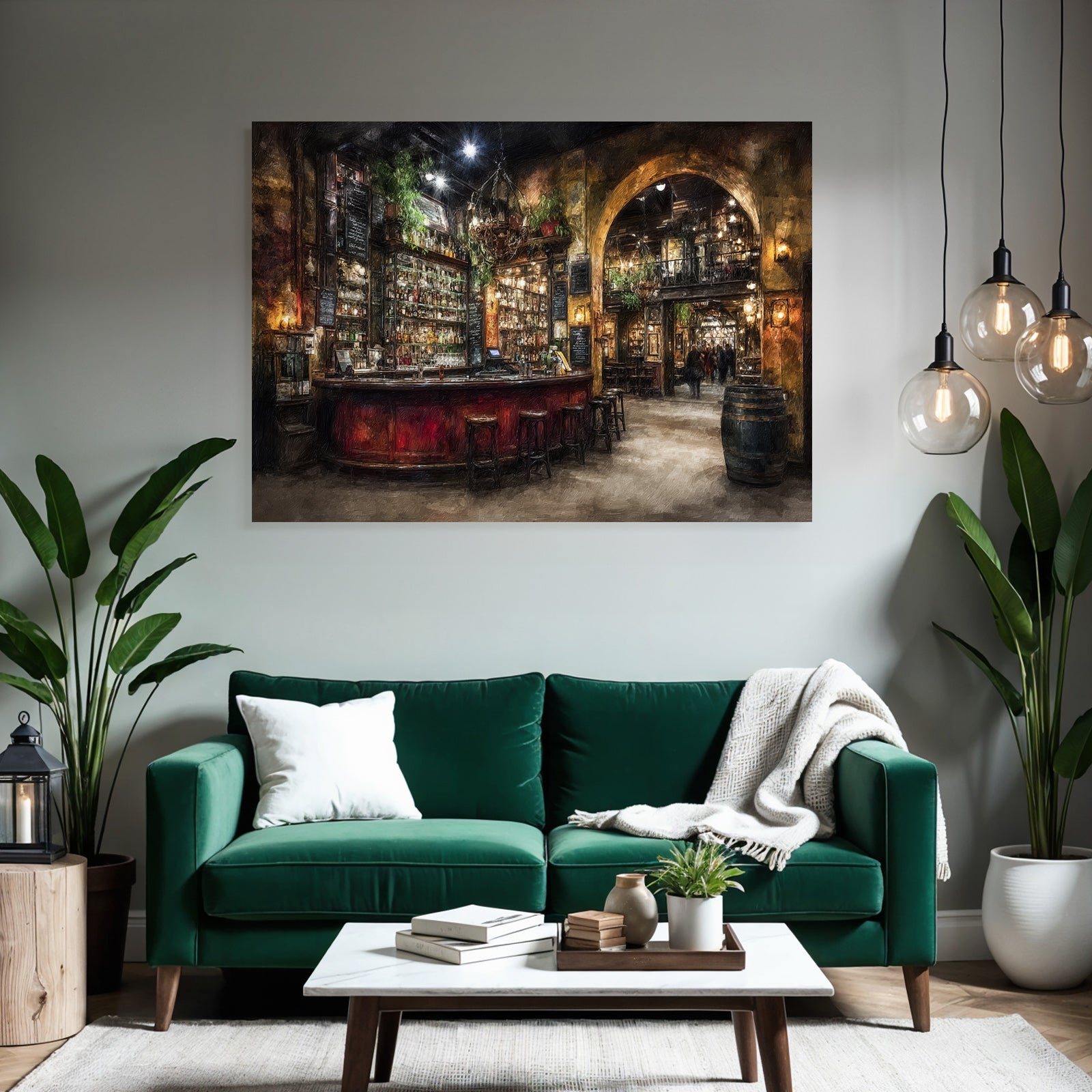 Cozy Pub Interior Rustic Warm Lighting Social Space