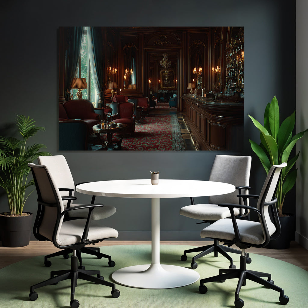 Elegantes Innenraum Lounge Hotel Bar Mit Holzverkleidung Und Plüschmöbeln