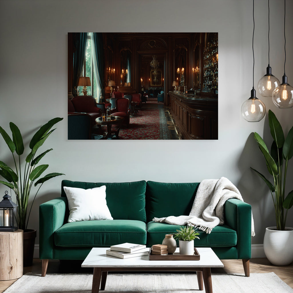 Elegantes Innenraum Lounge Hotel Bar Mit Holzverkleidung Und Plüschmöbeln