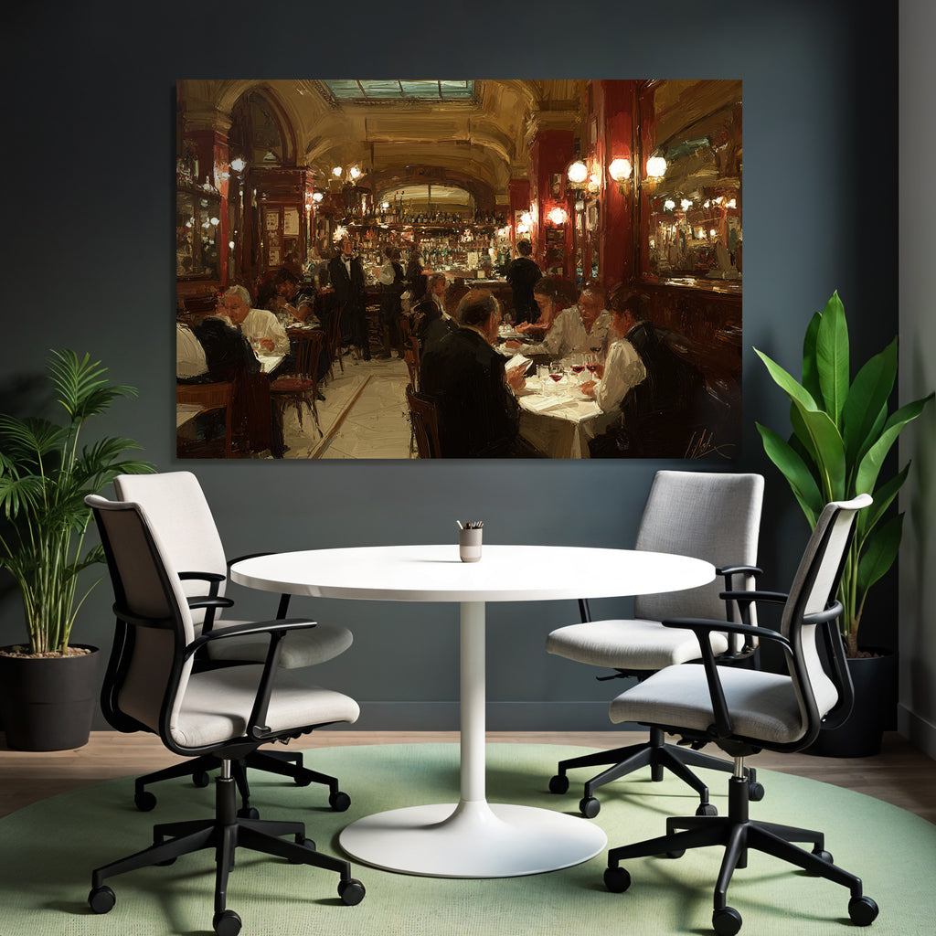 Elegant Restaurant With Guests And Waitstaff