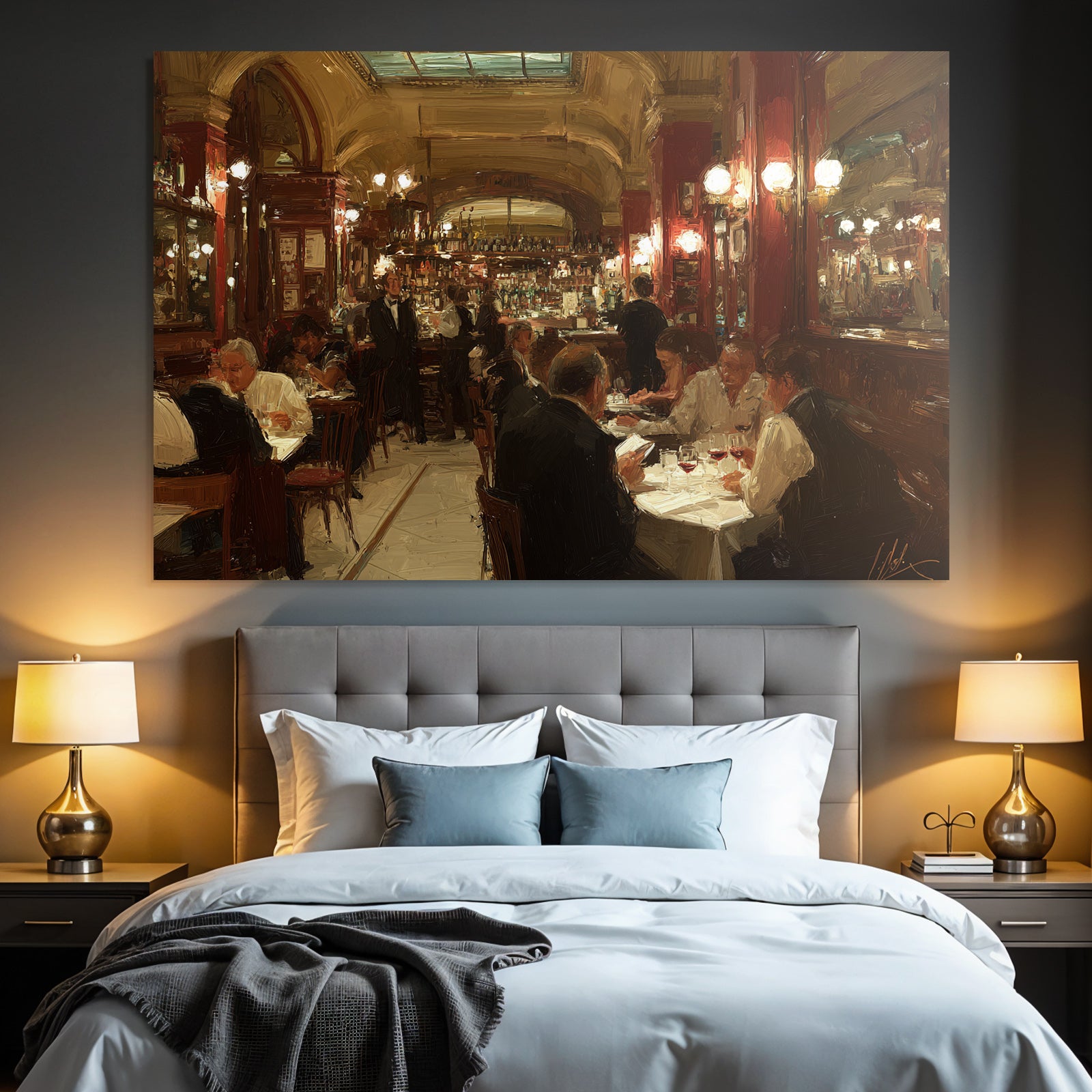Elegant Restaurant With Guests And Waitstaff
