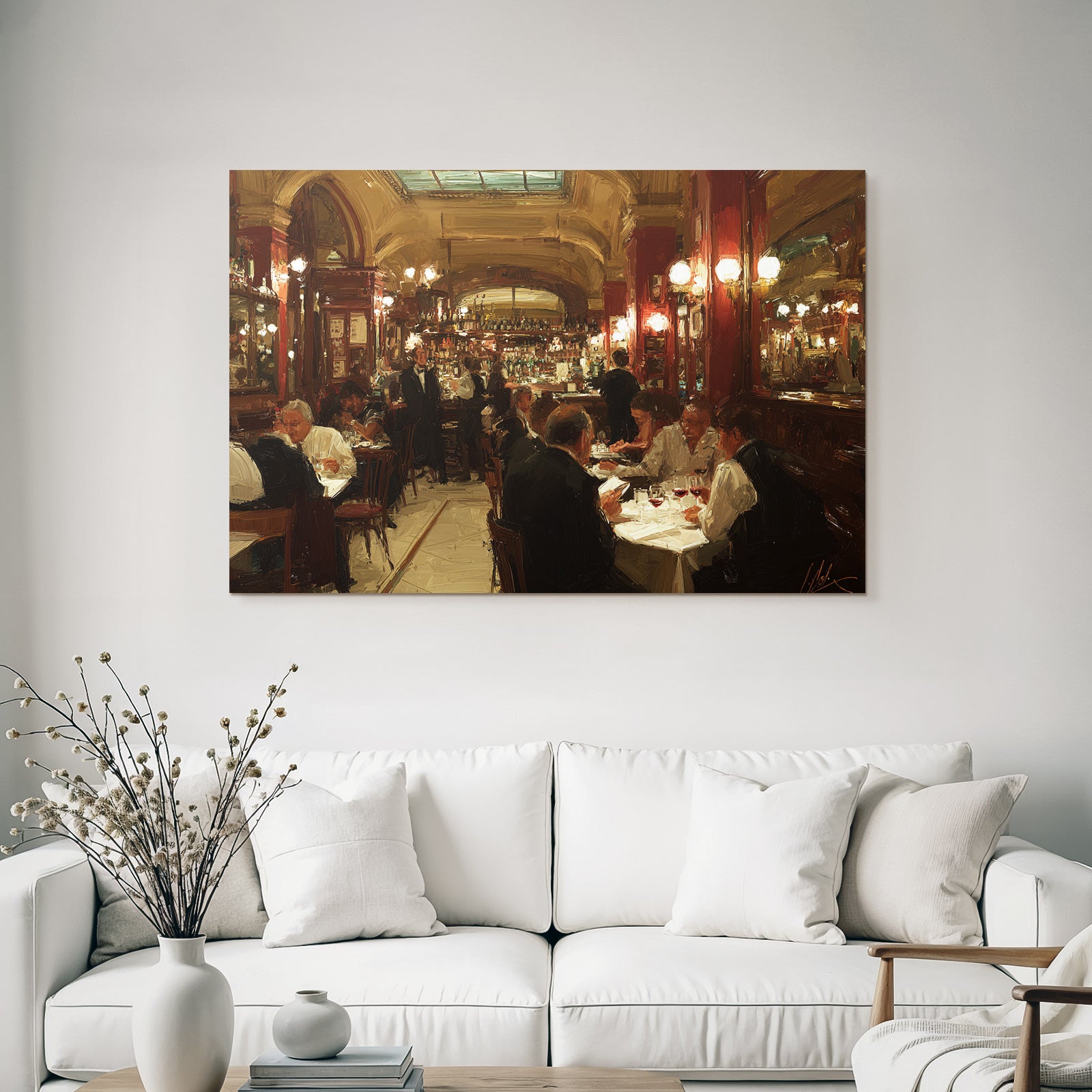 Elegant Restaurant With Guests And Waitstaff