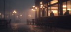 Foggy Street Scene With Pub Moody Atmosphere Cobblestones Germany | Bars Cafes Theater Bibliotheken | Architektur