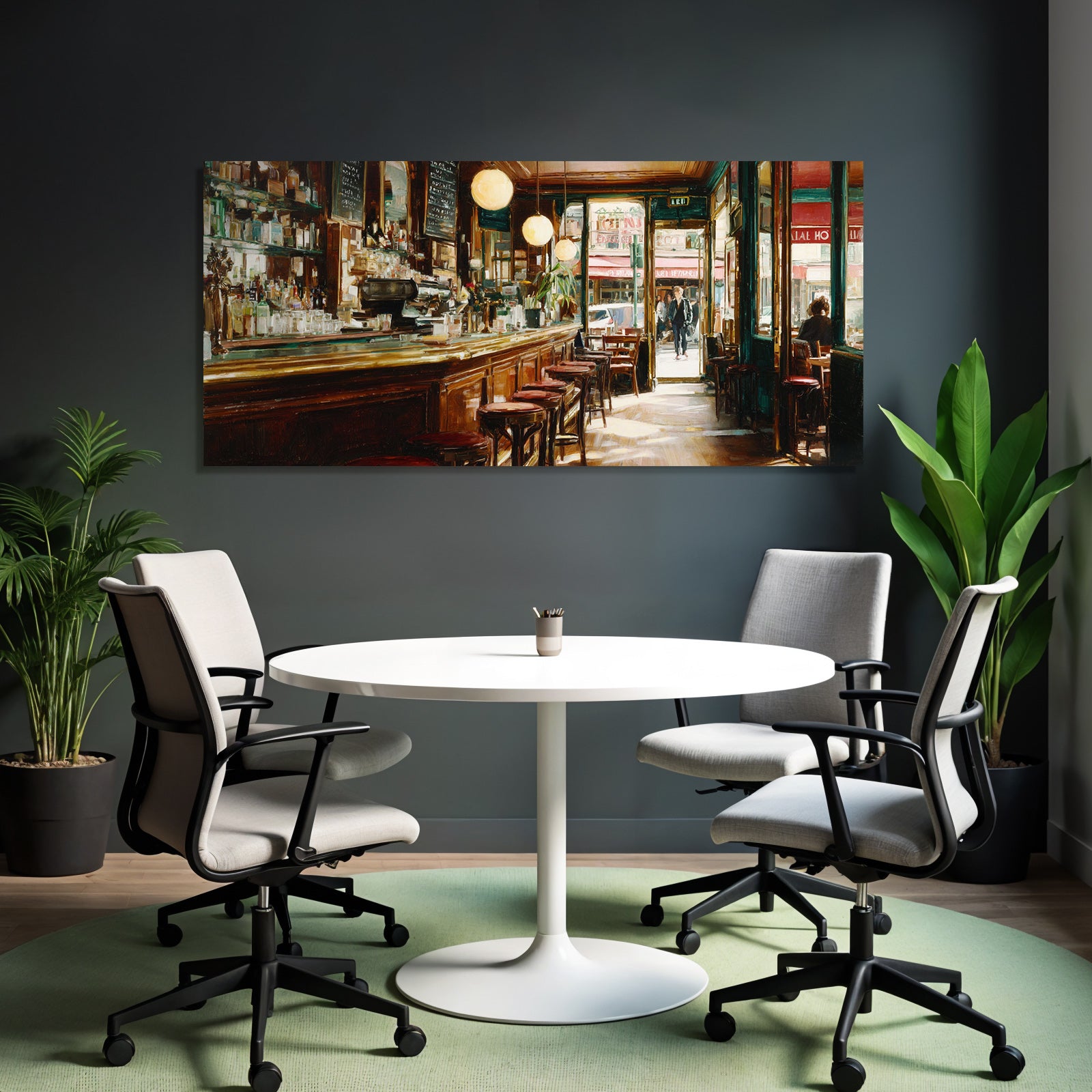 Cozy indoor bar with wooden furniture and soft lighting