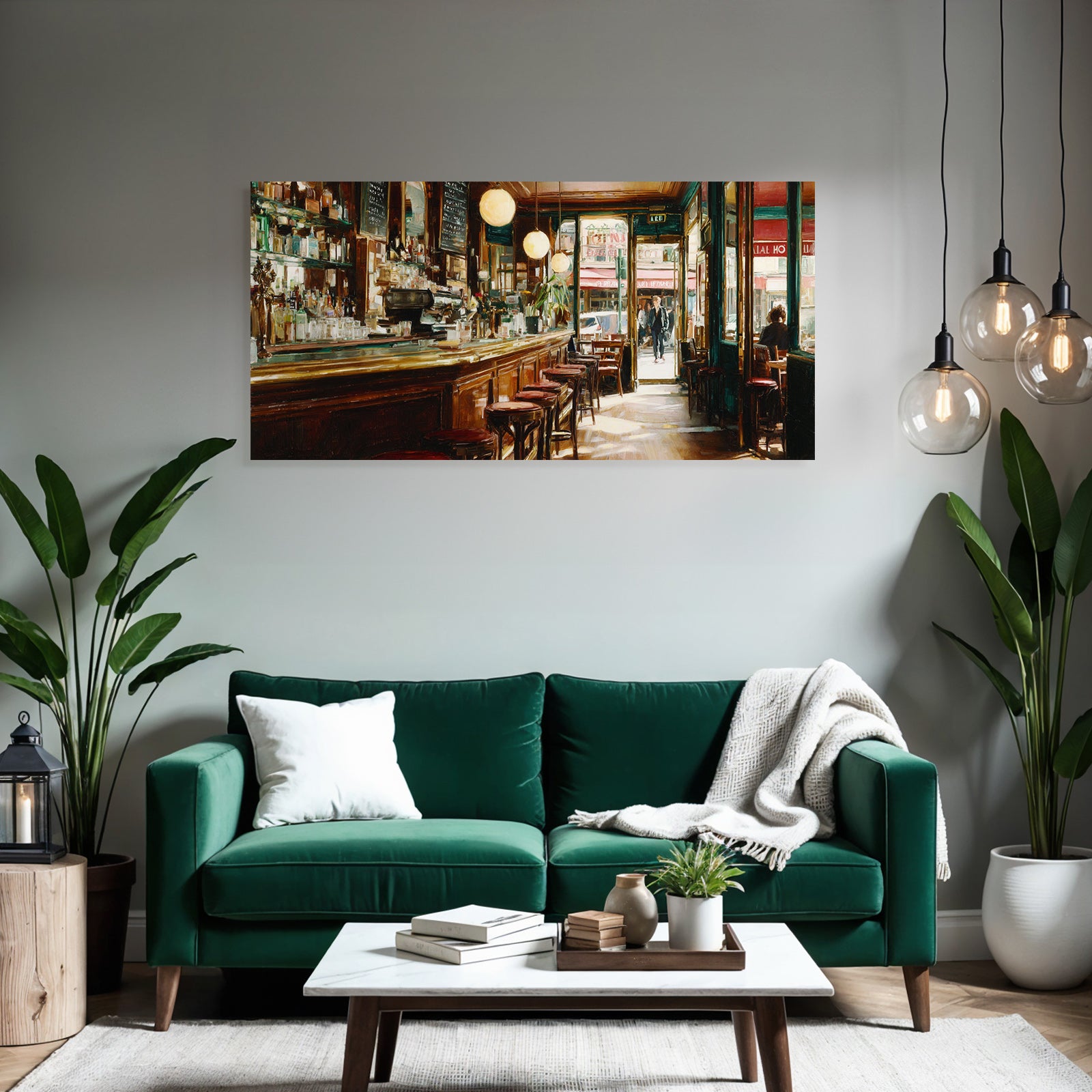 Cozy indoor bar with wooden furniture and soft lighting