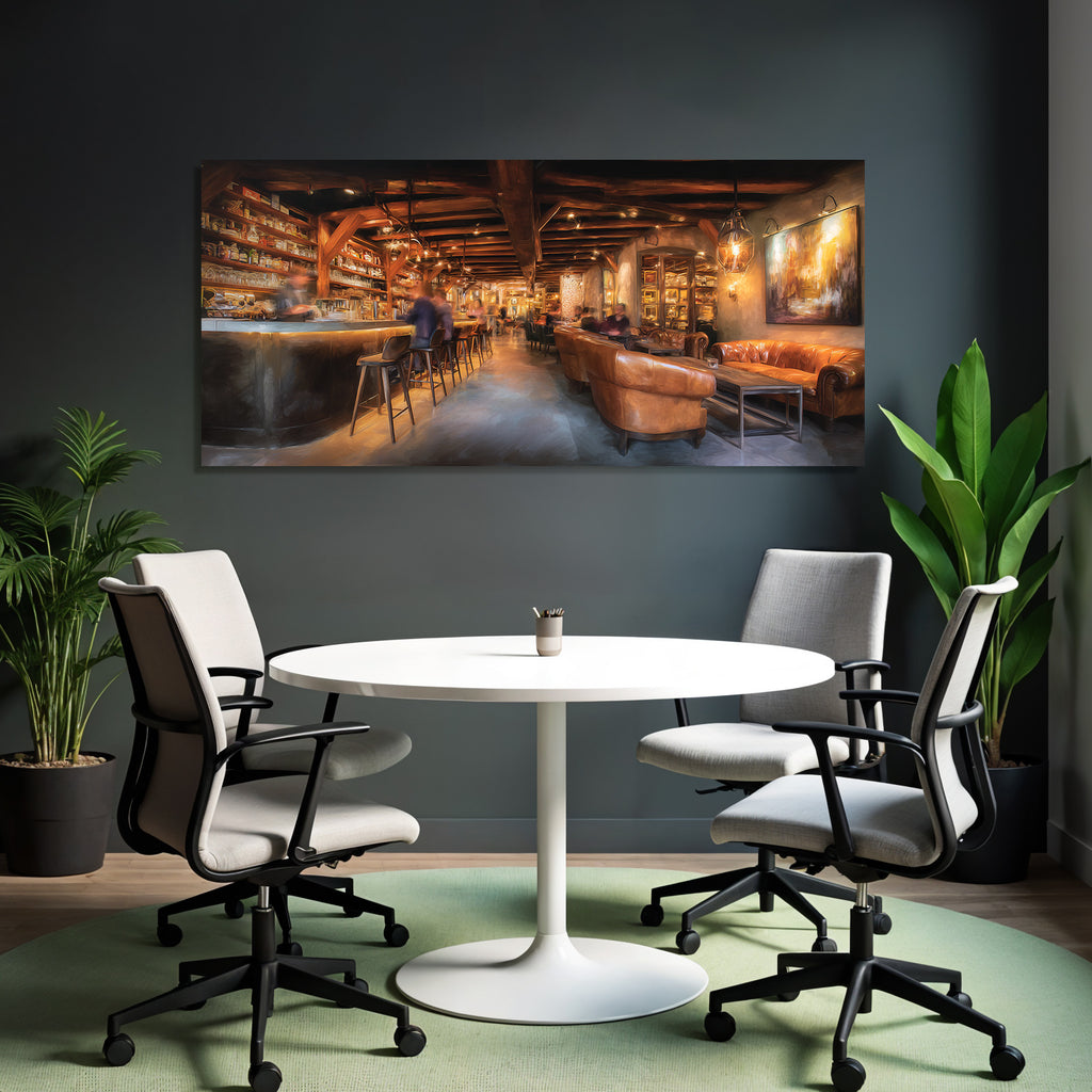 Gemütliche Bar Lounge Ambiente Mit Holzdecken Leder Sofas