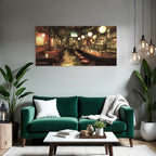 Cozy bar and pub interior view with many guests