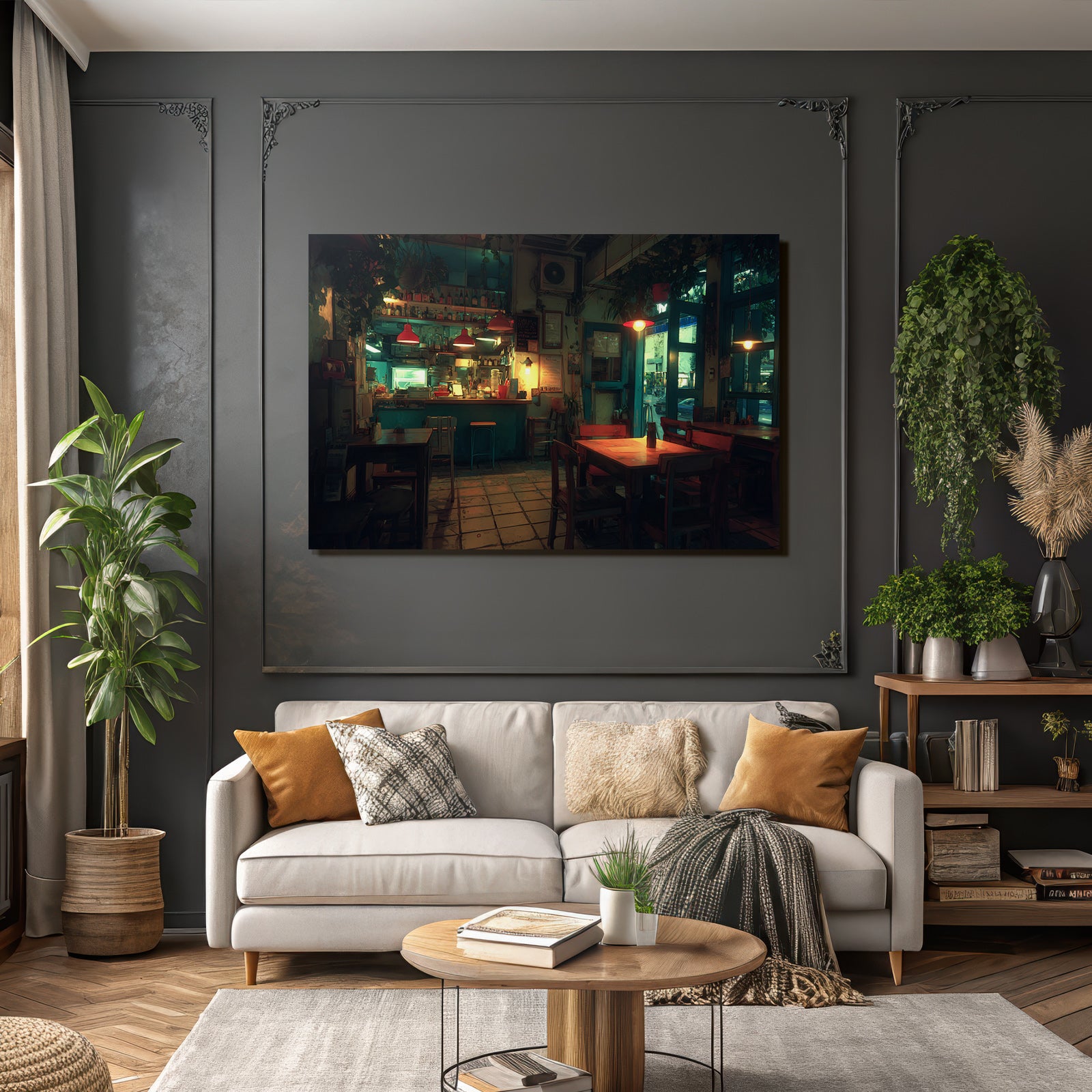 Cozy Cafe Interior With Rustic Charm