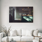 Rustikales Bar Cafe Innendesign Holztheke Turquoise