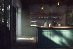 Rustikales Bar Cafe Innendesign Holztheke Turquoise | Bars Cafes Theater Bibliotheken | Architektur
