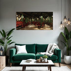 Vintage Barcafe Interior Mit Dunkelgrünen Wänden Roten Sitzen