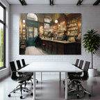 Vintage Cafe Bar Interior With Wooden Furniture And Warm Lighting Effects