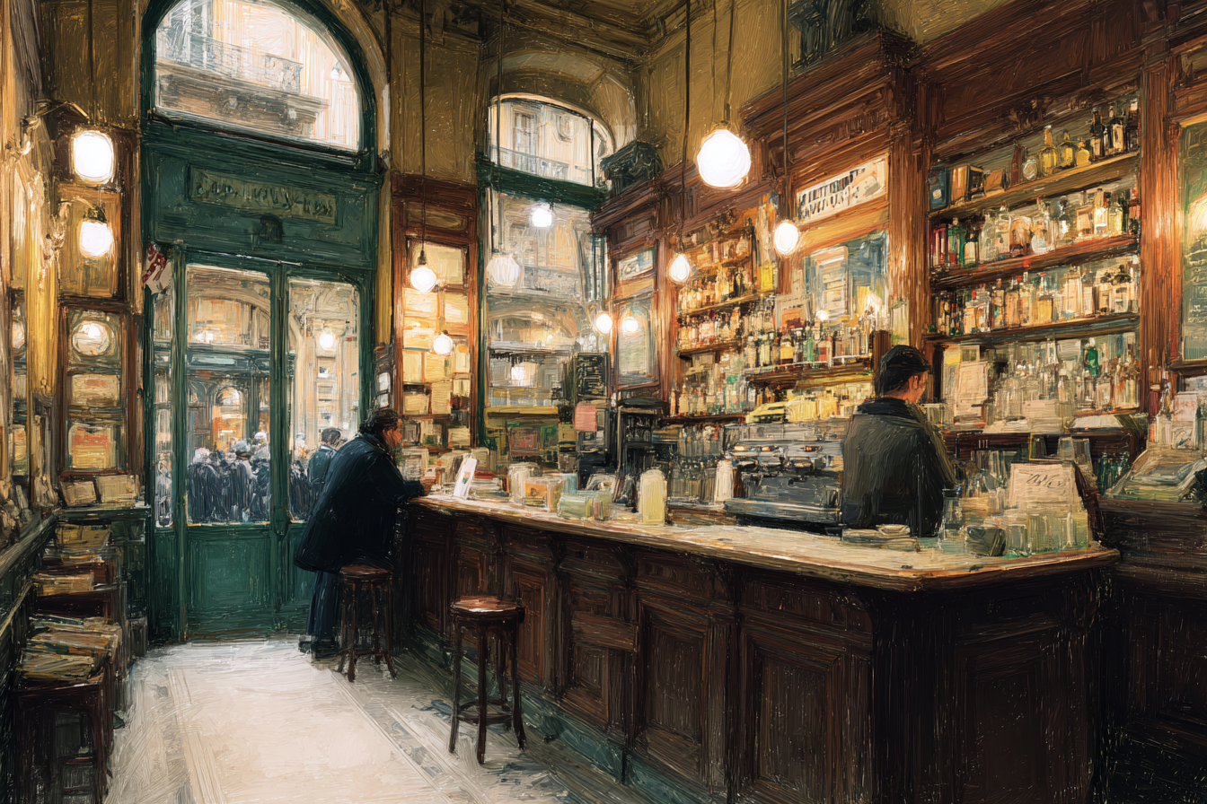 Vintage Cafe Bar Interior Mit Holzmöbeln Und Warmen Lichte Effekten | Bars Cafes Theater Bibliotheken | Architektur