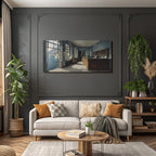 Room interior view with mountain and water views