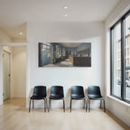 Room interior view with mountain and water views