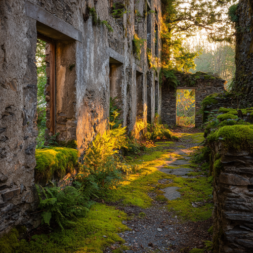 Verlassene Gebaude Natur Reclaimed Licht Moos