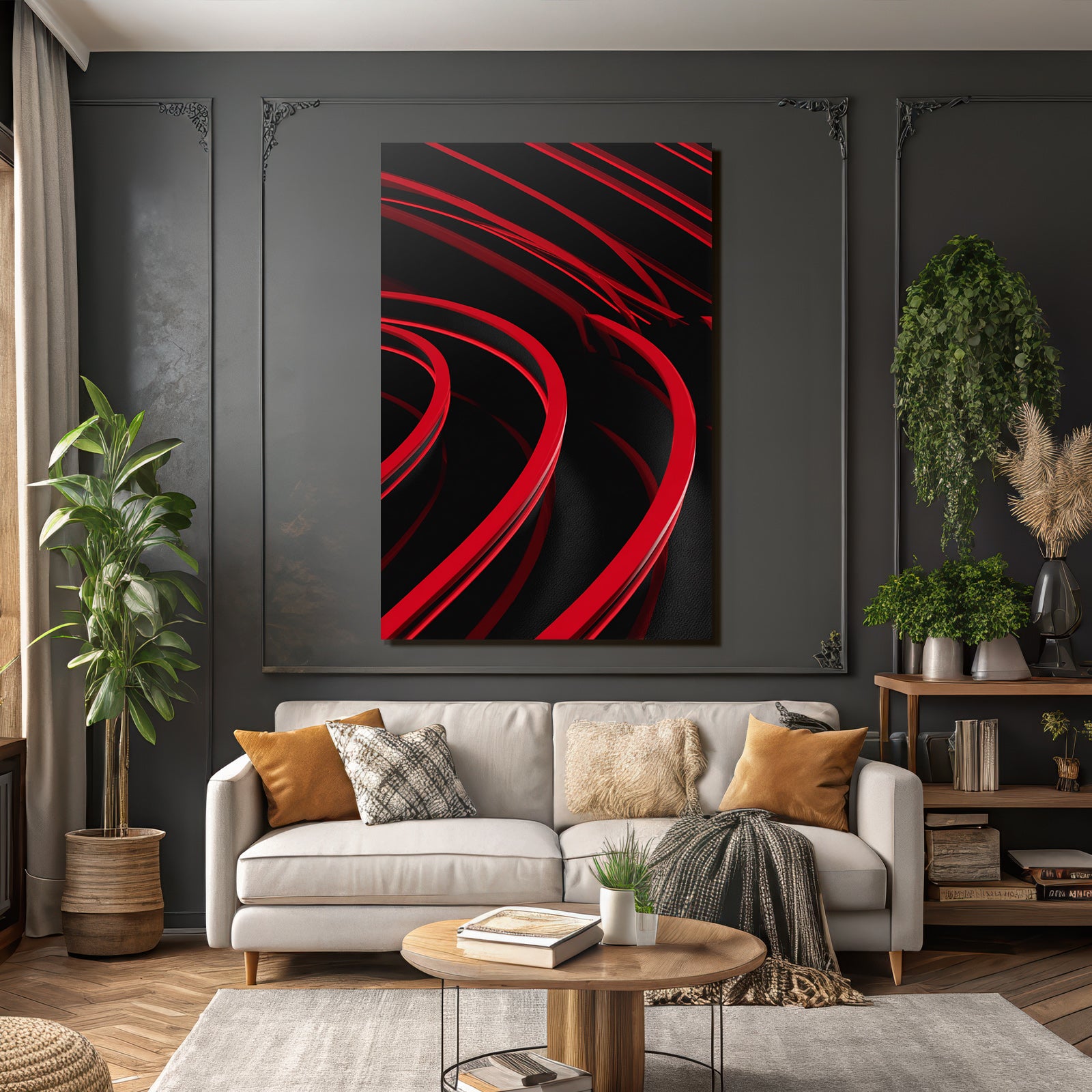 Moderne Abstraktes Design Rot Auf Schwarz Moderne Ästhetik