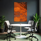 Moderne Dramatische Szene Mit Orangefarbenen Wolken Und Reflexionen Im Wasser