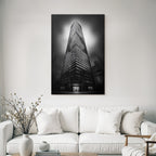 Moderne Dramatisches Schwarz Weiss Fotografie Von Einem Skyscraper Mit Reflexionen