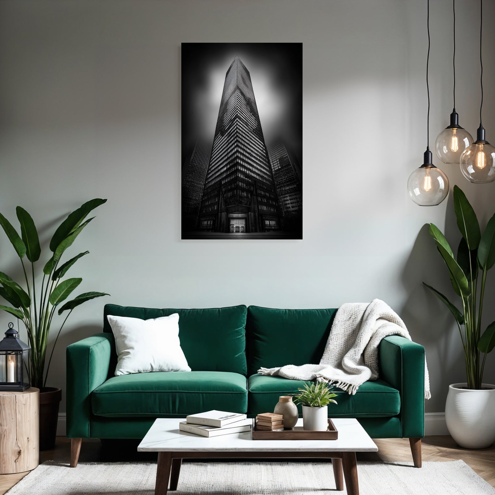 Moderne Dramatisches Schwarz Weiss Fotografie Von Einem Skyscraper Mit Reflexionen