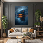 Moderne Moderne Am Abend Reflektierendes Glass Und Wasser