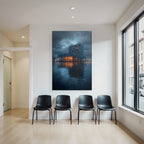 Moderne Moderne Am Abend Reflektierendes Glass Und Wasser