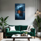 Moderne Moderne Am Abend Reflektierendes Glass Und Wasser