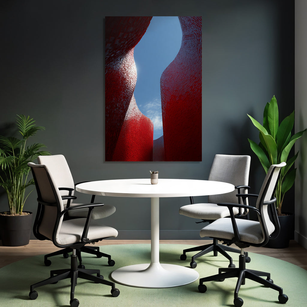Moderne Moderne Curvilineare Formen Rot Blaür Himmel
